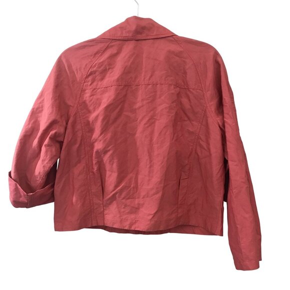 Cabi Coral Zip Front Lightweight Cropped Moto Jacket L Roll Tab Sleeves Pocket - Picture 3 of 10